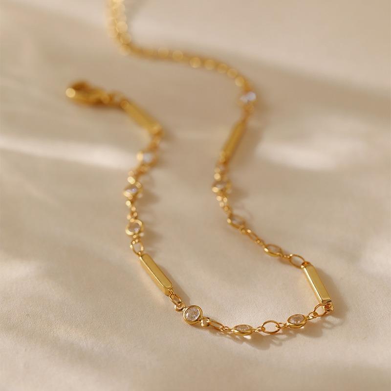 K Gold Plated Simple Stackable Versatile Geometric Women Anklet