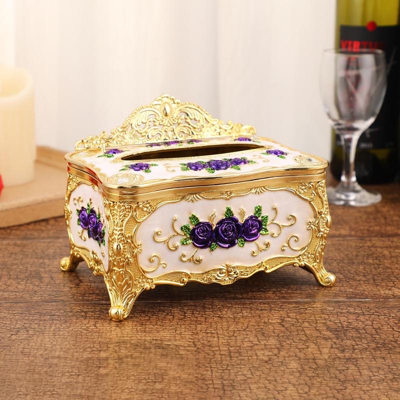 Embossed Rose Tissue Boxes Storage Napkin Holder Paper Case Organizer Ornament Craft Desktop Tissue Plastic Kitchen Tissue Box