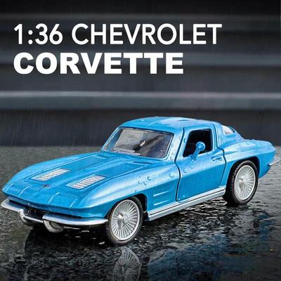Chevrolet Corvette C2 1963 Retro Klassischer Supersportwagen Simulation Diecast & Spielzeugfahrzeug RMZ city 1:36 Legierungs-Automodell-Geschenke für Kinder