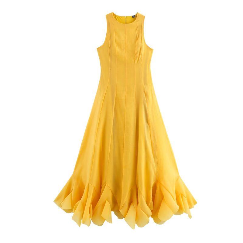 

Kaslead New Arrival Women s Clothing Fashion Style Fashion Fresh Minimalist Sleeveless Fairy Tulle Tutu Dress Yellow L