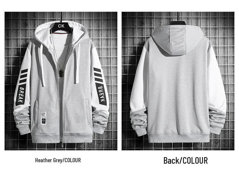 Herren Trendy Frühling Reißverschluss Hoodie: Leerer lässiger Kapuzenstrickjacke mit Gruppenlogo-Aufdruck