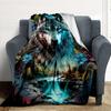 1pc Wolf Fantasy Flannel Blanket, Comfortable and Warm Blanket, for Camping Sofa Bed and Couch Office013