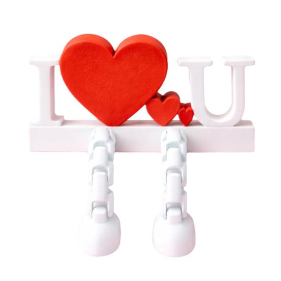 I Love U Figurine with Articulated Legs Movable Joints Love Heart Fidget Toy Wedding Party Desktop Decoration Ornament Valentine's Day Romantic Gift