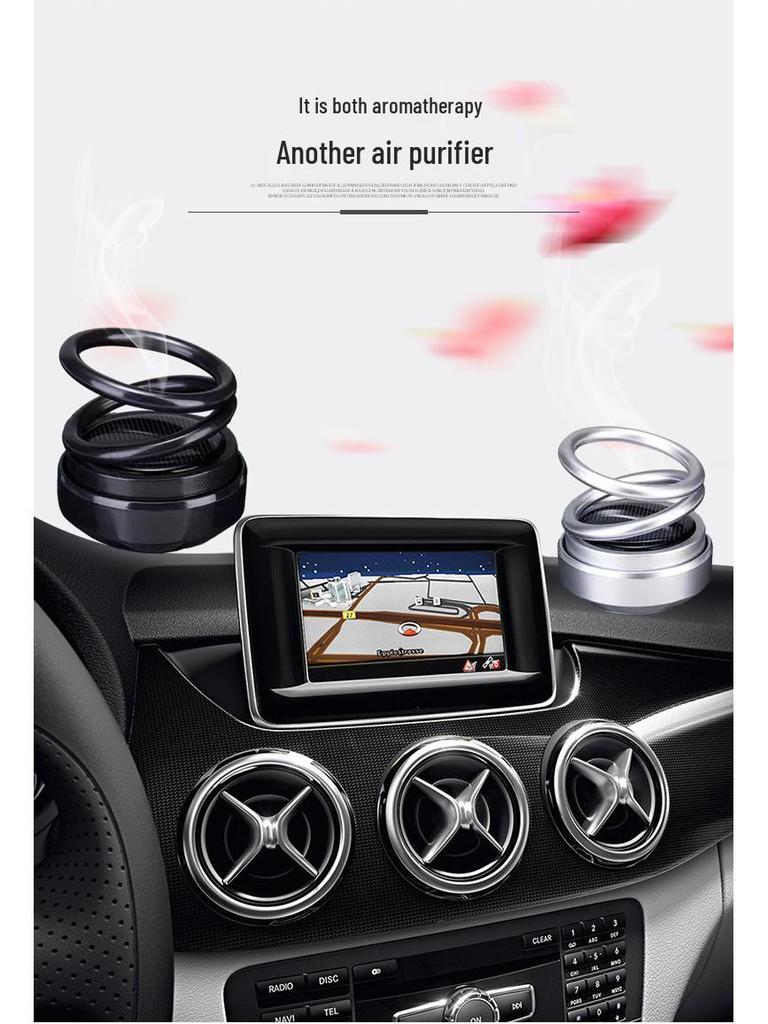 Solar-Powered Rotating Car Perfume with Double Ring Design