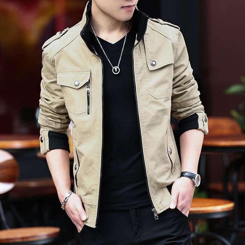 

Весенне-осенняя мужская повседневная хлопковая куртка Slim Fit Fashion Washed Men s Edition Jacket Мужская куртка M хаки