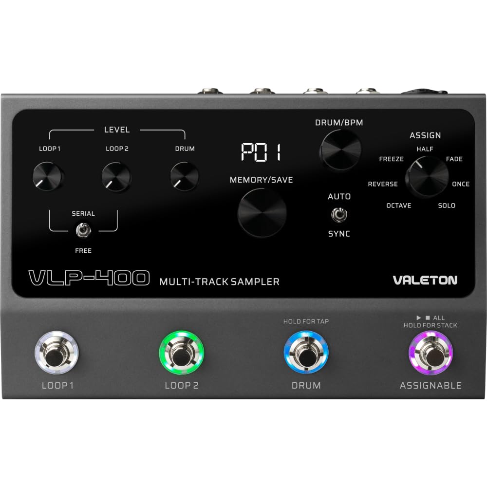 Valeton Sampler with 4 Fully Featured Drum Machine VLP-400 Multi-Track Footswitches, 2-Loop