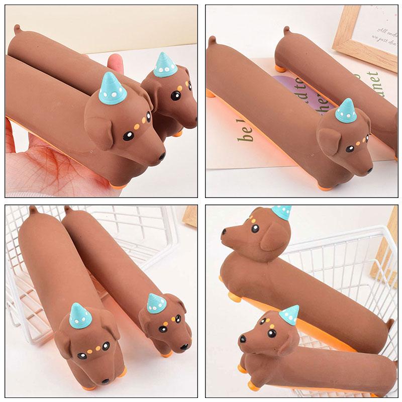 Dog Chewing Toy Simulated Dachshund Squeaky Pet Toy Bite Resistant Puppy Toy Training Silicone Teeth Cleaning Dog Toy Supplies