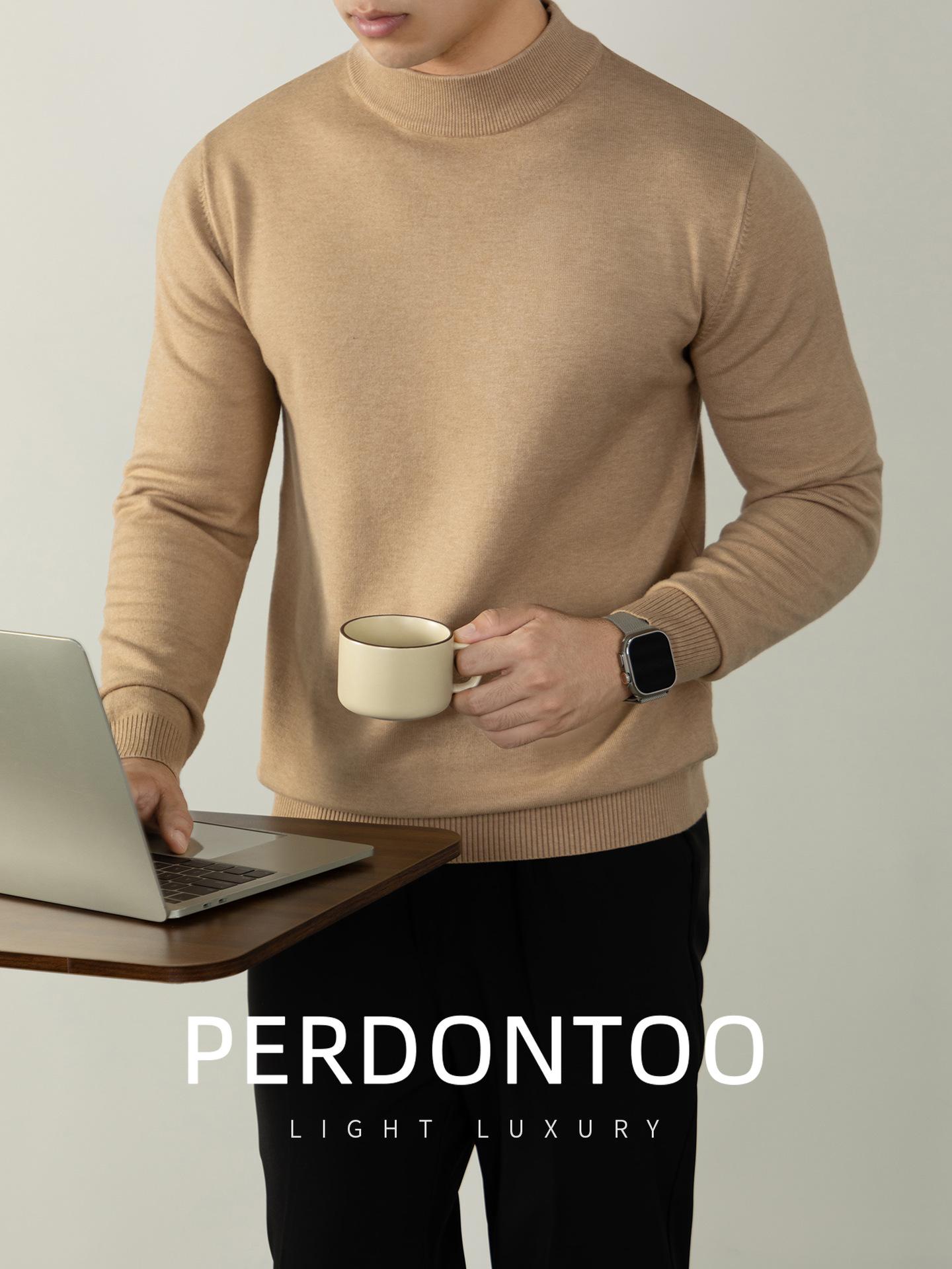 

Men s Autumn/Winter High Neck Sweater, Soft Thick Yarn, Warm, Anti-Pilling, Machine Washable L