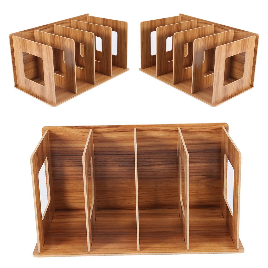 Wooden DIY Desktop Bookshelf Rack Books DVD Storage Magazine Holder for Students Kids Adult #02