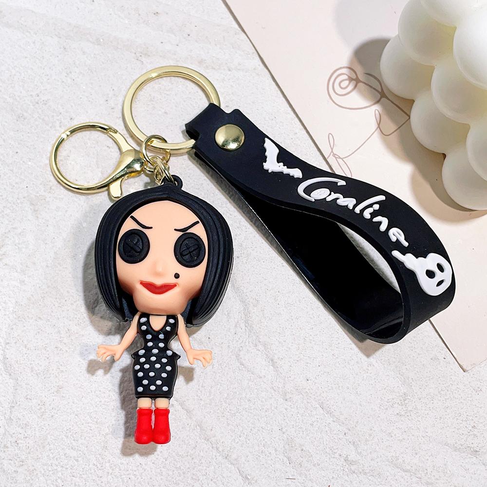 Creative Cartoon Coraline keychain Movie Action Coraline Figure Doll Model Cute Doll PVC Keyring Ornament Pendant Kids gifts