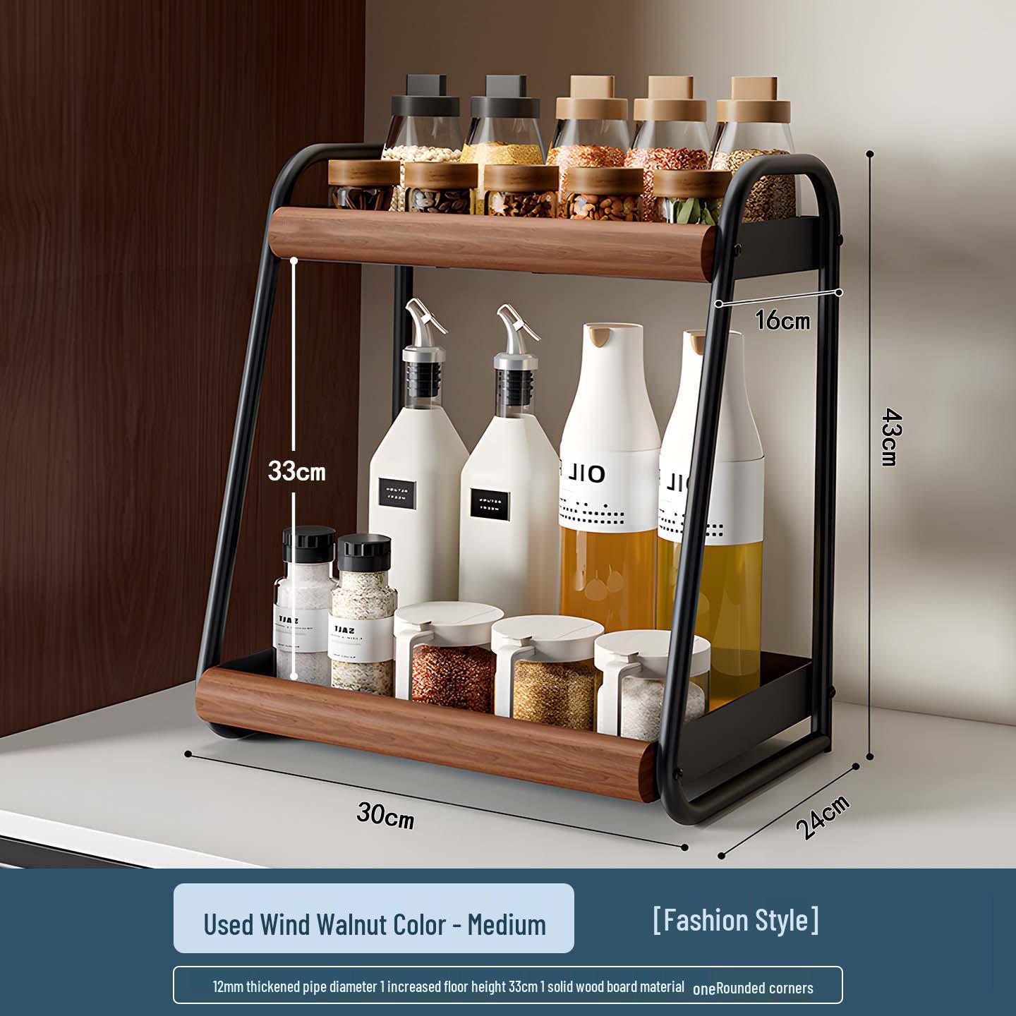 

Double-Layer Kitchen Countertop Seasoning Rack for Oil, Salt, and Sauce Storage