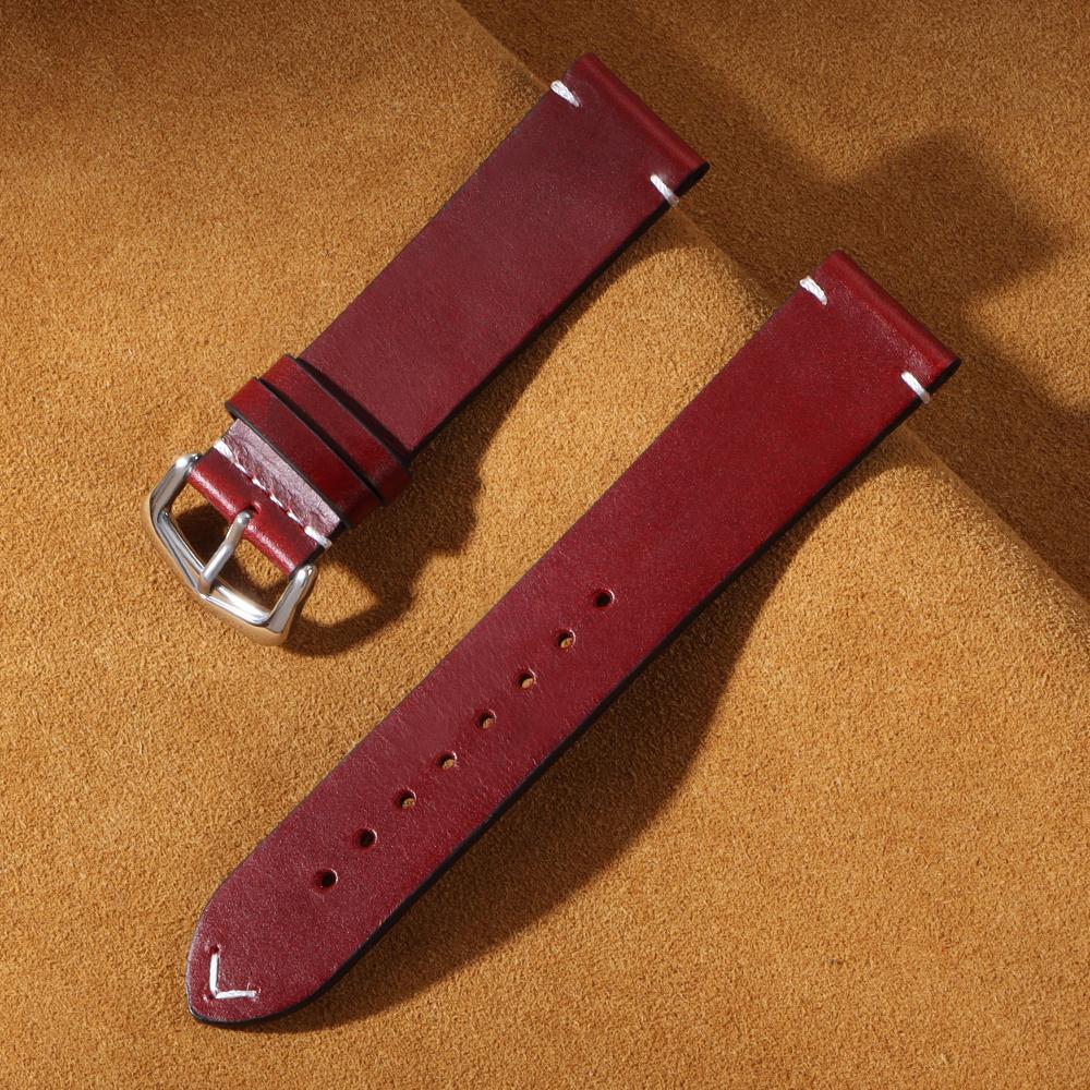 Handmade Stitching Cowhide Strap for Omega Bracelet Vintage Oil Wax Leather Watch Band 18/19/20/21/22/24mm for Seiko Wristband