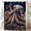 3D Octopus Print Shower Curtain Waterproof Bath Decoration for Home Bathroom Decorations in Blue Green Yellow Colorful Design Si