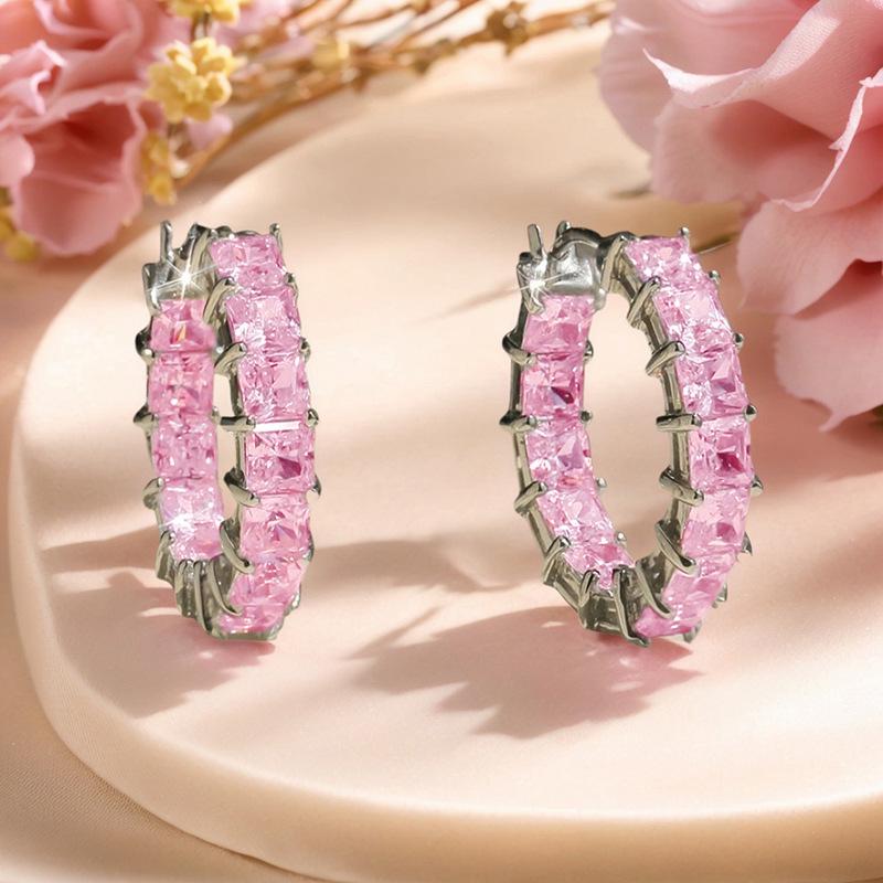 Cao Shi Europäischer & Amerikanischer Modeschmuck Glänzende Zirkonia Creolen - Leichte Luxus Runde Creolen für Damen