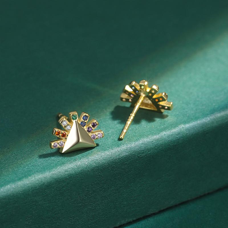 Exquisite Yellow S925 Silver Earrings for Women Fashion Party Jewelry Geometric Zircon Earrings Triangle Earrings Sterling Silver Earrings