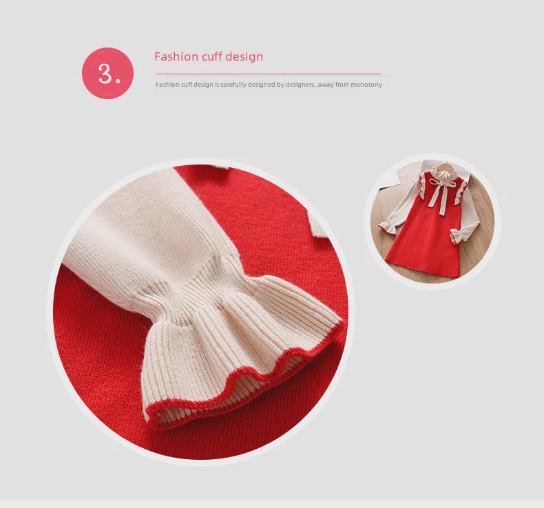 Strick-Prinzessinnenkleid für Mädchen: Stilvoller koreanischer Frühlings-/Herbst-/Winter-Pulloverrock