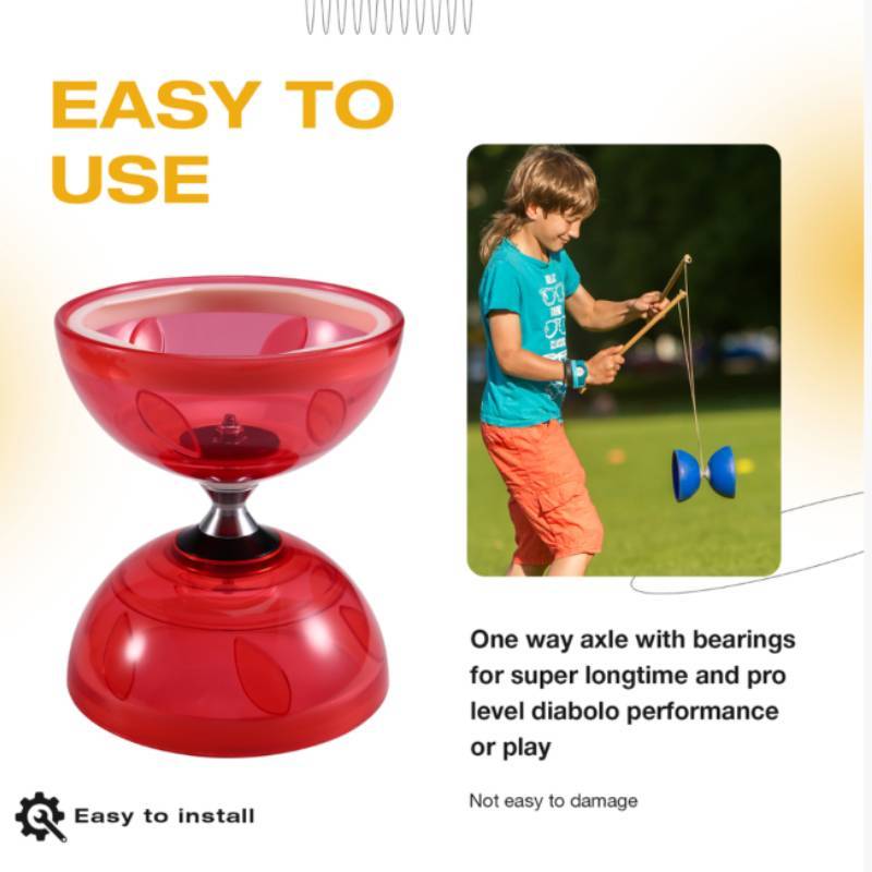 Traditional Plastic Diabolo With Triple Bearing For Kids And Seniors Educational Toy Set