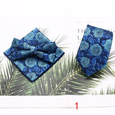 Polyester Seidenkrawatte Fliege Einstecktuch Dreiteiliger Anzug Accessoires Retro Herren Krawatten-Set