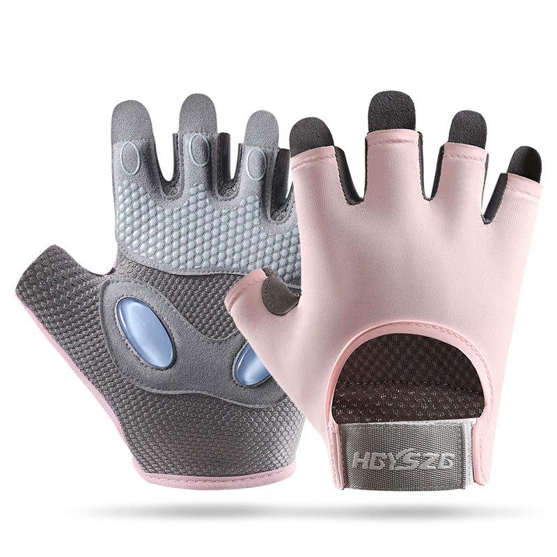 1 Par Sportshandskar Halvfinger Stötdämpande Halkfria Justerbara Kardborreband Slitstarka Unisex Andningsbara Träningscykelvantar