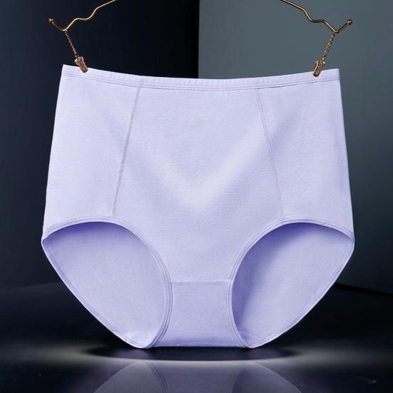 Women High Waist Cotton Underwear Tummy Control Solid Color Stretch Breathable Ladies Full Coverage Brief Panties Underpants