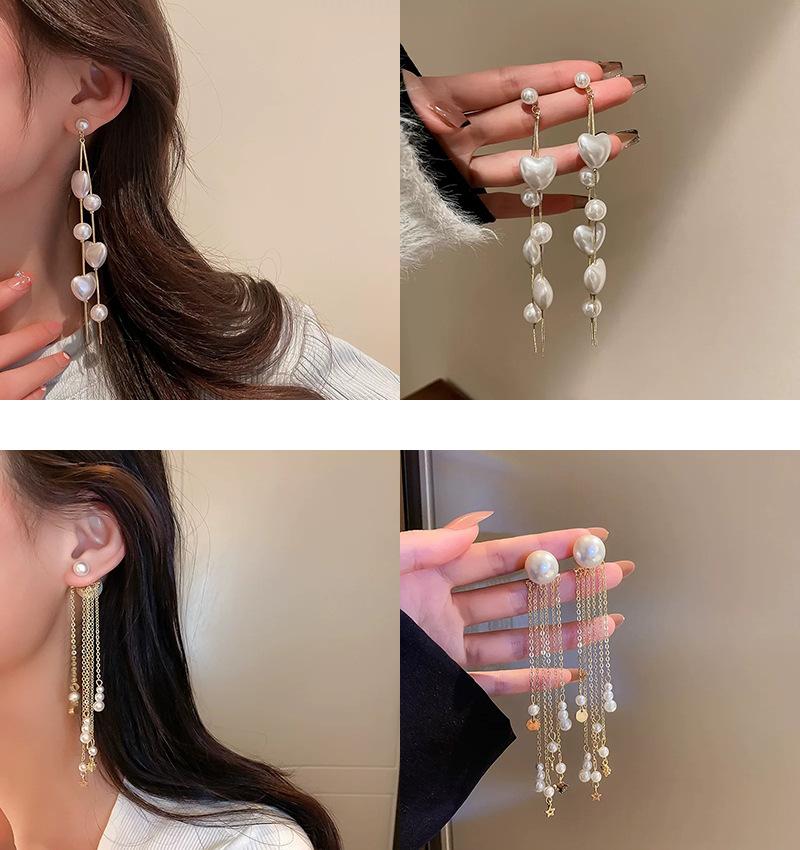 Boucles d'oreilles à pampilles rétro françaises, boucles d'oreilles à la mode et élégantes, boucles d'oreilles baroques en pierre naturelle de couleur eau douce