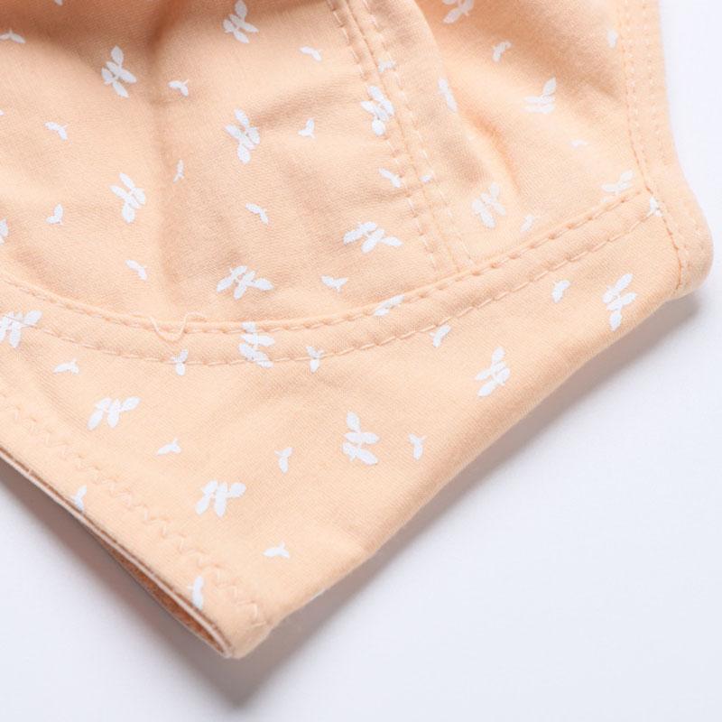 Printed Underwire Cotton Underwear Without Steel Ring Front Opening Buckle Lightweight Breathable Mom's Wide Shoulder Strap Vest Simple Casual