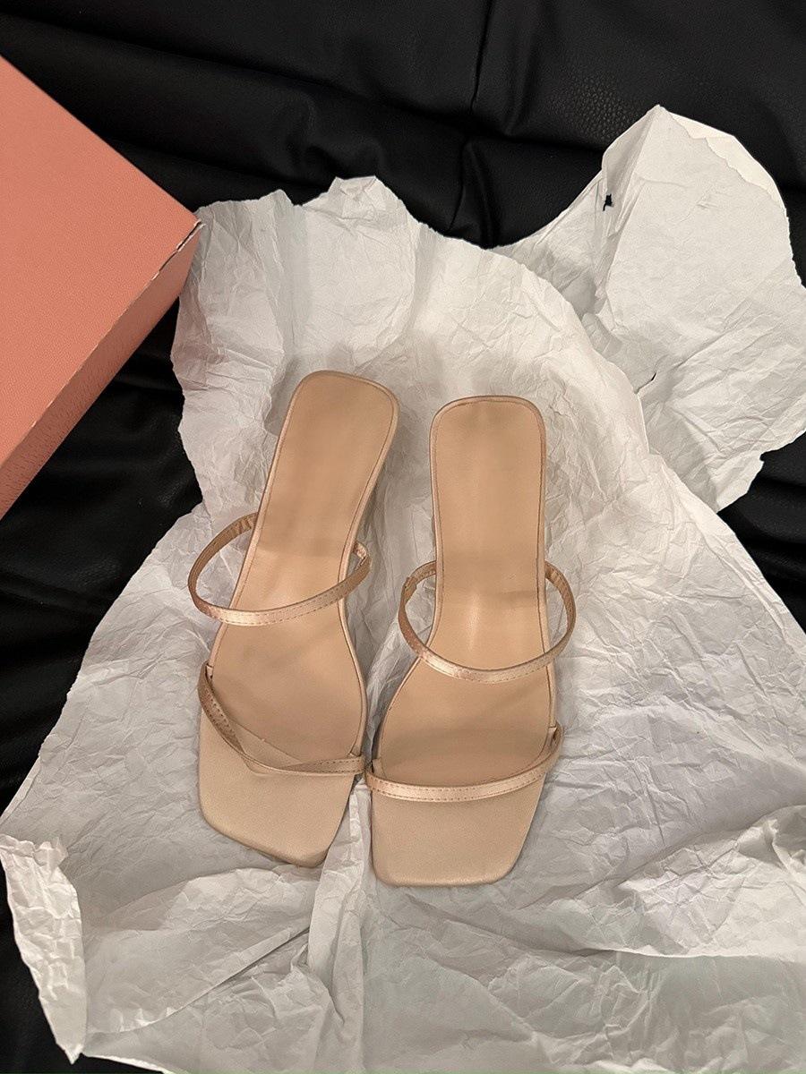 

Темпераментные туфли-шлепанцы на высоком каблуке, женская обувь, носить 2025, новые летние французские сандалии с юбками, красивые сандалии 40 абрикосовый