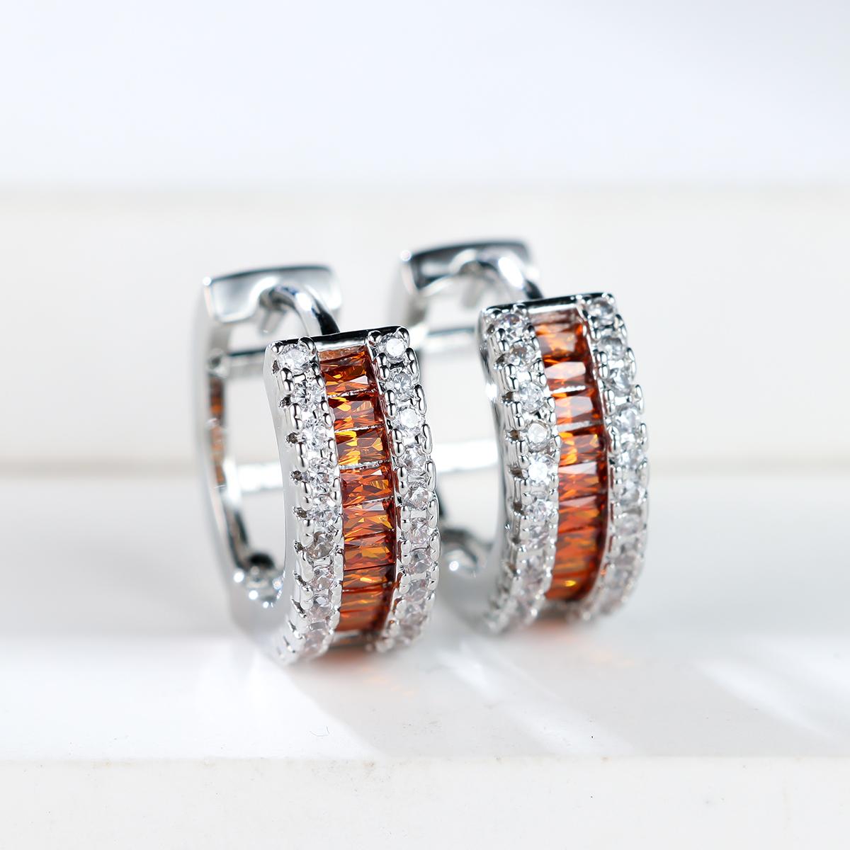 

1 пара серебристого цвета, серьги-кольца принцессы белого, красного, синего цвета с разноцветными камнями, серьги-кольца для свадьбы и помолвки для женщин красный