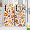 Autumn Maple Leaf Pumpkin Print Clear Phone Case for Samsung Galaxy A55 A54 A53 A14 A16 A36 A35 A13 A15 A25 5G Soft Cover Fundas