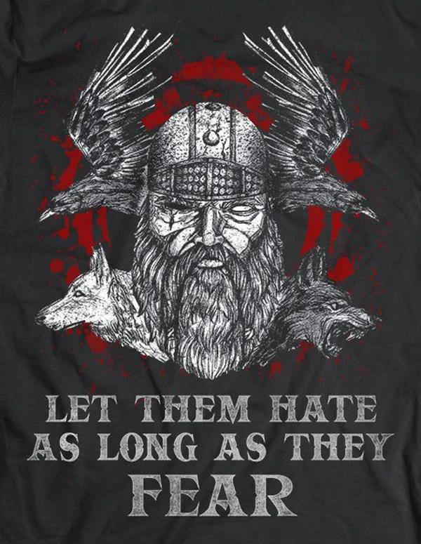 Let Them Hate As Long As They Fear Nordic Nordic warriors God GYM TShirt Short Sleeve 100 Cotton ONeck Unisexs Tshirt S