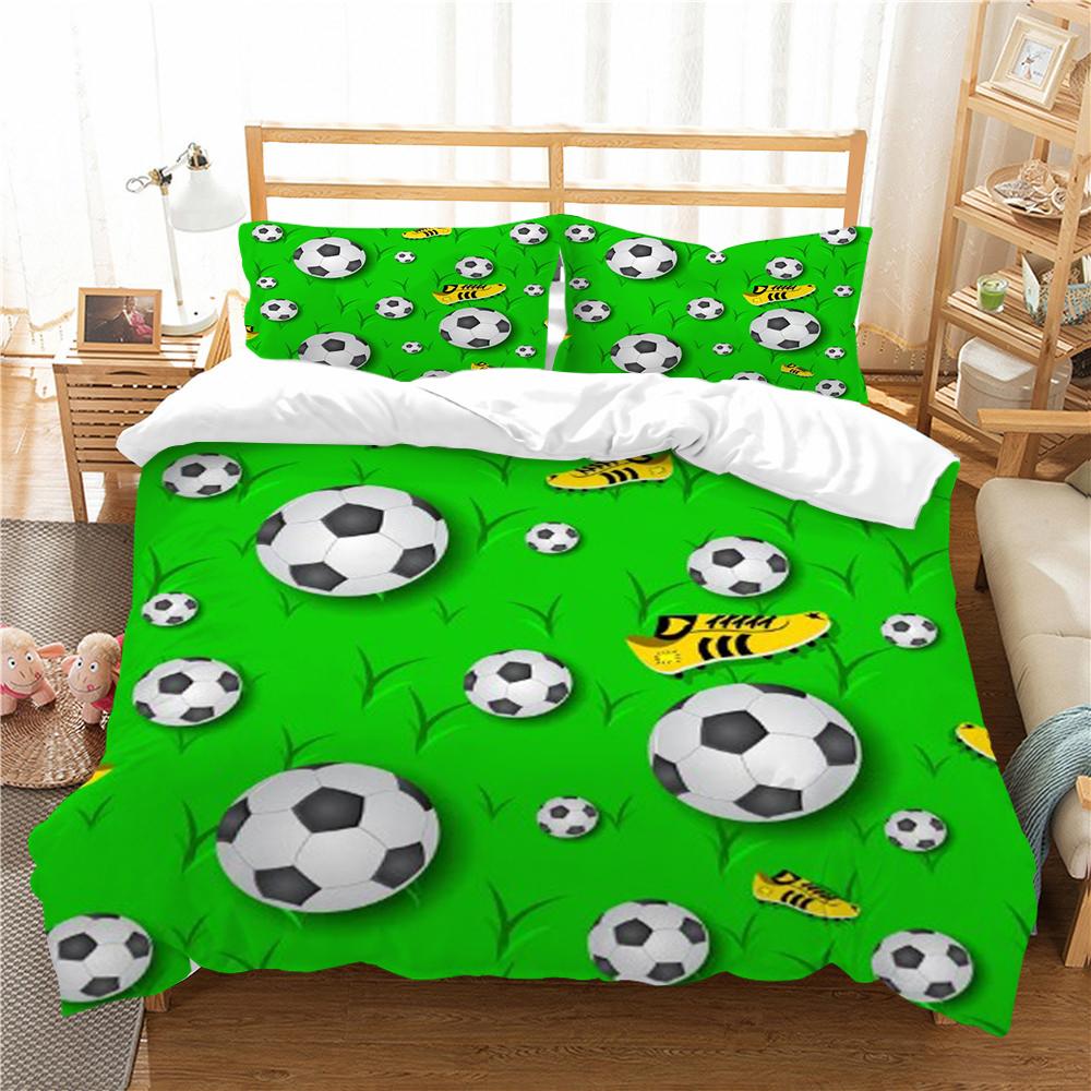 3D Football Print pościel garnitur pocieszyciel poszwa na kołdrę narzuta na łóżko zestaw z mikrofibry pojedyncza podwójna poszewka typu King Size