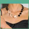 Crystal Necklace Beads Clear Exaggerated With Black Imitation Pearls Clavicle Chain For Women Ladies