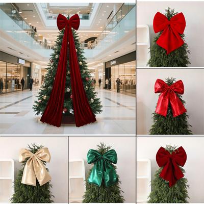 Velvet Bows Knot Xmas Tree Decor 1PC Christmas Decorative Super Large Bow Pendant Front Doors Outdoor Activities Party DIY