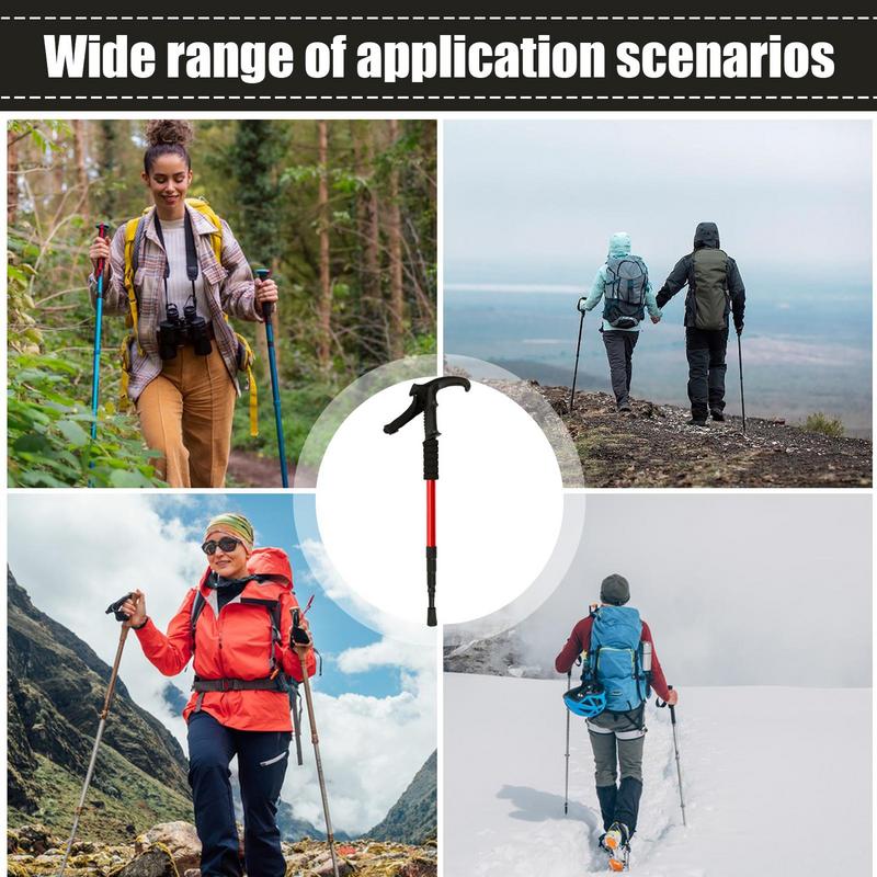T-handle Trekking Poles Aluminum Alloy Four-section CollapsibleTelescopic Sticks Lightweight Walking Climbing Stick For Outdoor