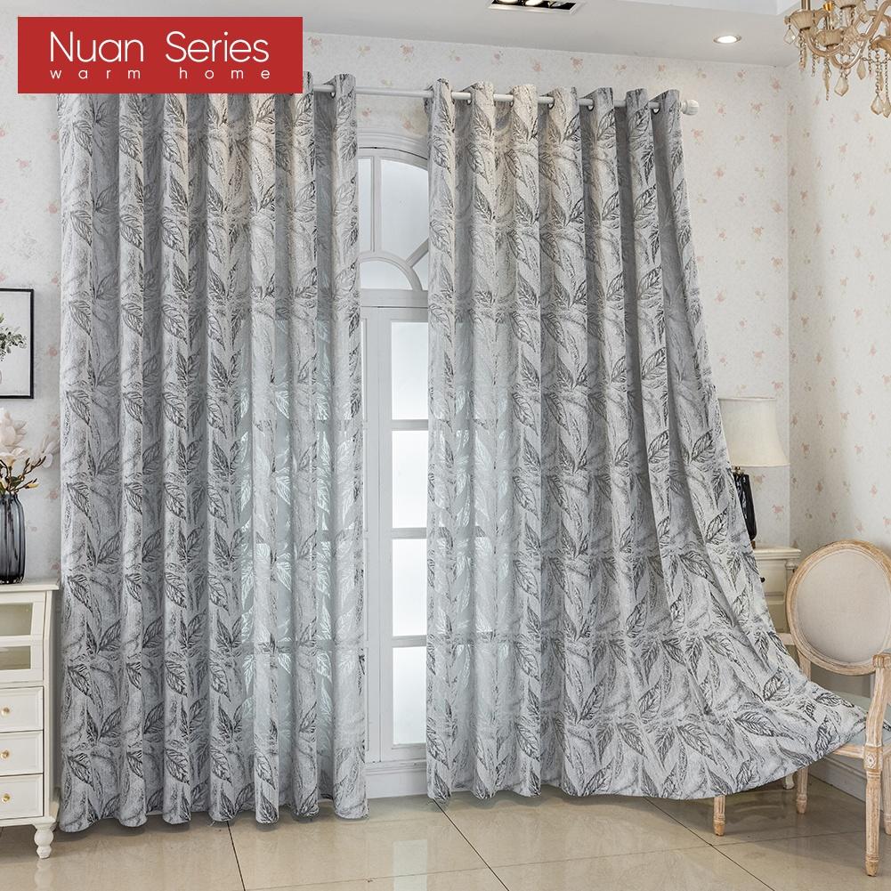 1PC Nuan Series Modern Light Gray Mixed Pattern Jacquard Curtain Texture Soft Light Sheer Curtain for Bedroom Living Room Home Decor