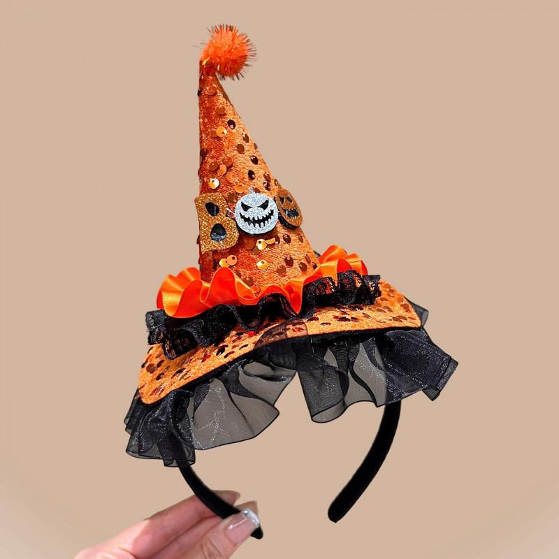 Halloween Witch Hat Headband Kids Adults Costume Accessory With LED Light Decorative Hair Clip