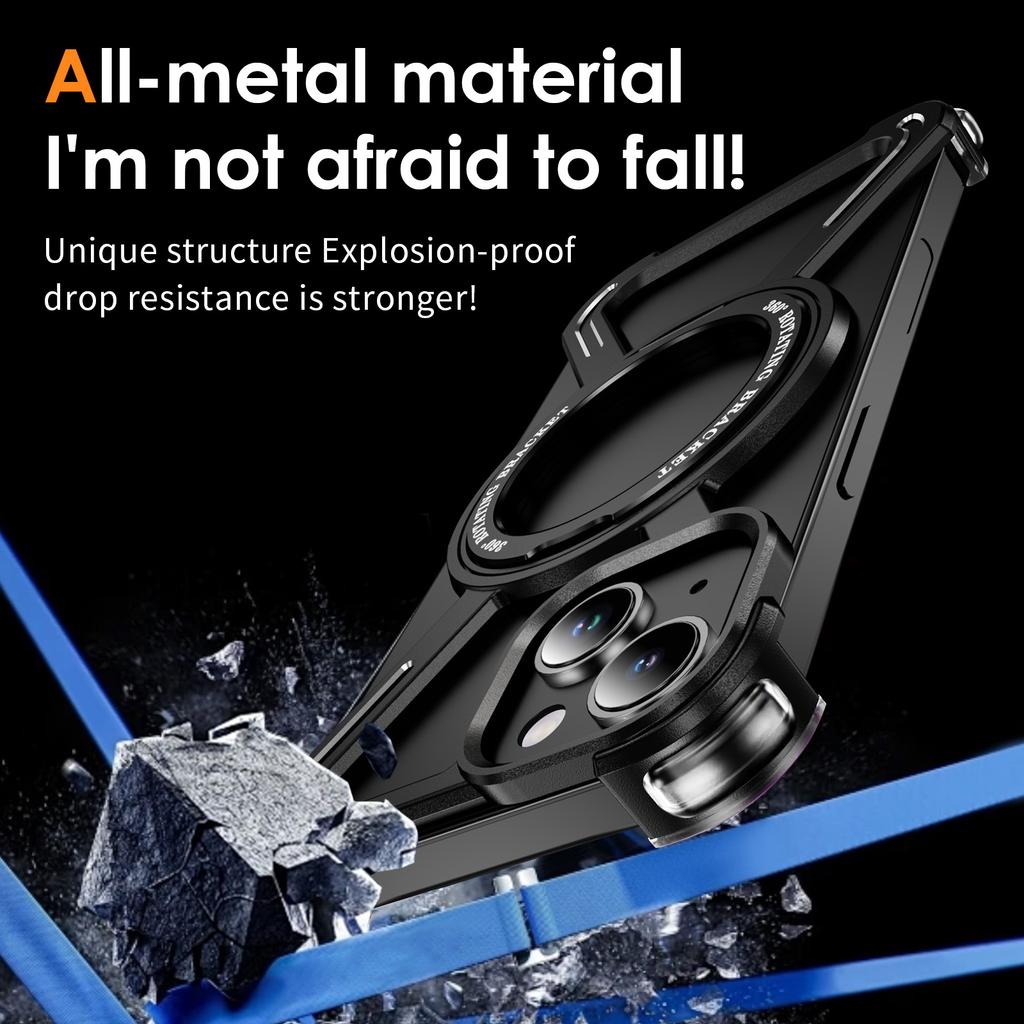 For iPhone 14/13 Bumper Cases Borderless Metal Frame Cover Compatible with MagSafe Kickstand