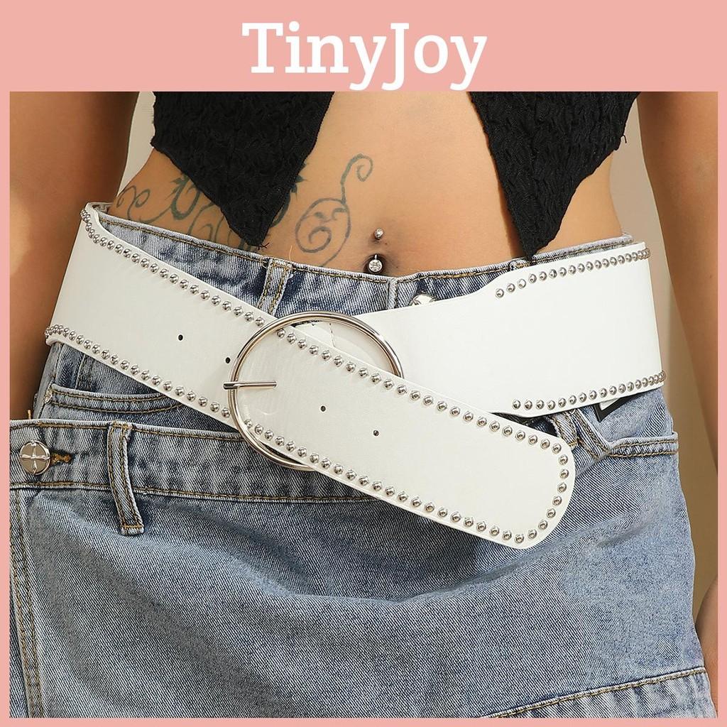 Belt Faux Leather With Rivet Decor And Metal Pin Closure For Trendy Outfits