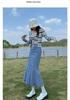 Women's Fishtail Denim Skirt – 2026 Spring/Summer/Autumn Hip-hugging Mid-length Slit Design