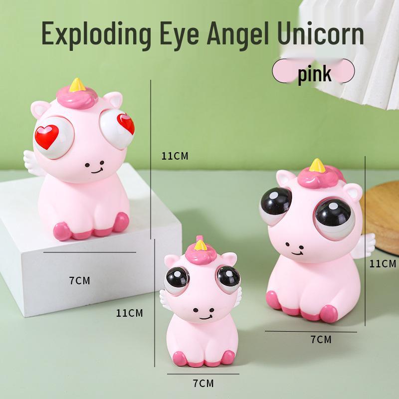 Poupée Licorne Anti-Stress à Yeux Globuleux - Jouet à Presser en Silicone avec Yeux qui Sortent pour Évacuer le Stress