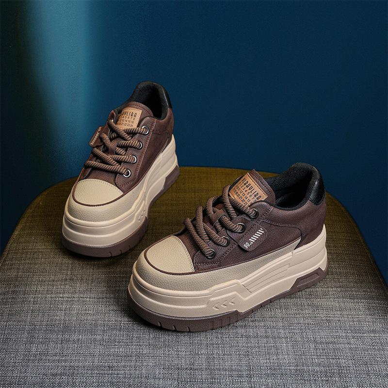Inner height-increasing women's shoes 2025 new versatile shoes popular spring spring spring autumn platform cotton shoes muffin shoes board shoes