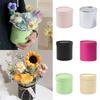 Round Flower Gift Box Cardboard Silver Gift Packaging Paper Box Solid Color Flower Arrangement Bucket Wedding Party Decoration