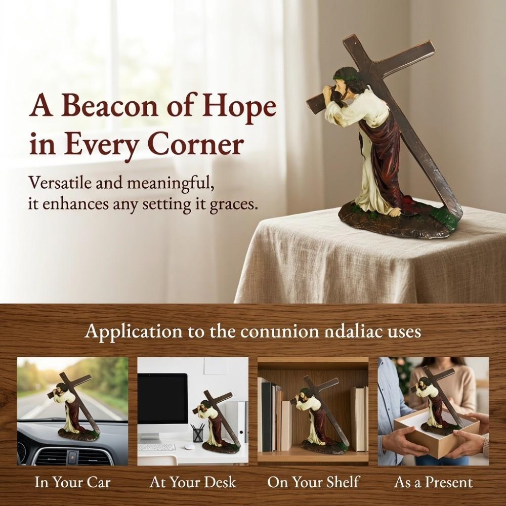Resin Cross Sculpture Resin Table Ornament Entryway Counter Small Figurine