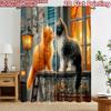 2D Flat Printing 2pcs Curtain Curtain Romantic Cats On Balcony Digital Printed Polyester Drapes Birthday Party Use for Drapes