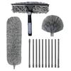 2in1 Extendable Window Cleaner Tools Set 180 Rotatable Long Handle Window Mop Household Squeegee Wiper Dust Cleaner Brush New