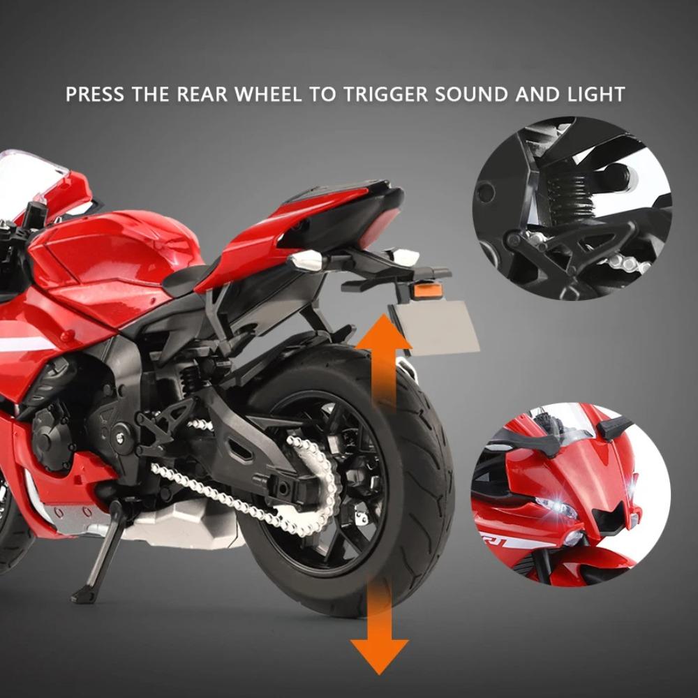 1:12 Yamaha YZFR1 Alloy Die Cast Motorcycle Model Toy Vehicle Collection Sound and Light Off Road Autocycle Boy Toys Car