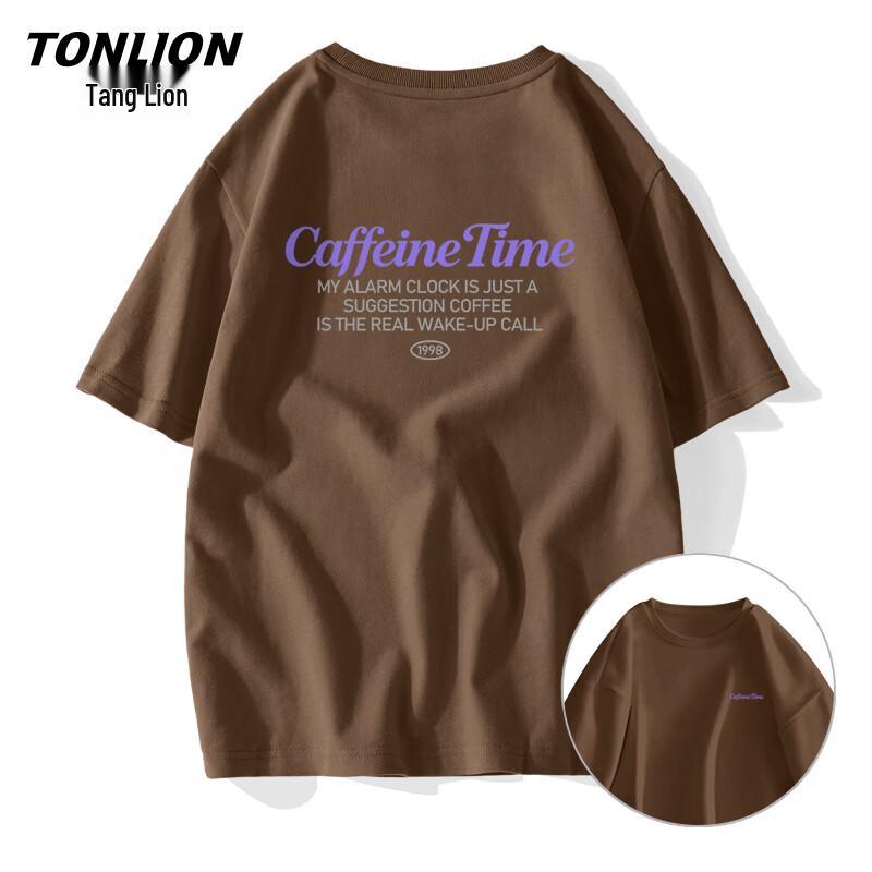 Мужская летняя тяжелая футболка из чистого хлопка TonLion 3XL