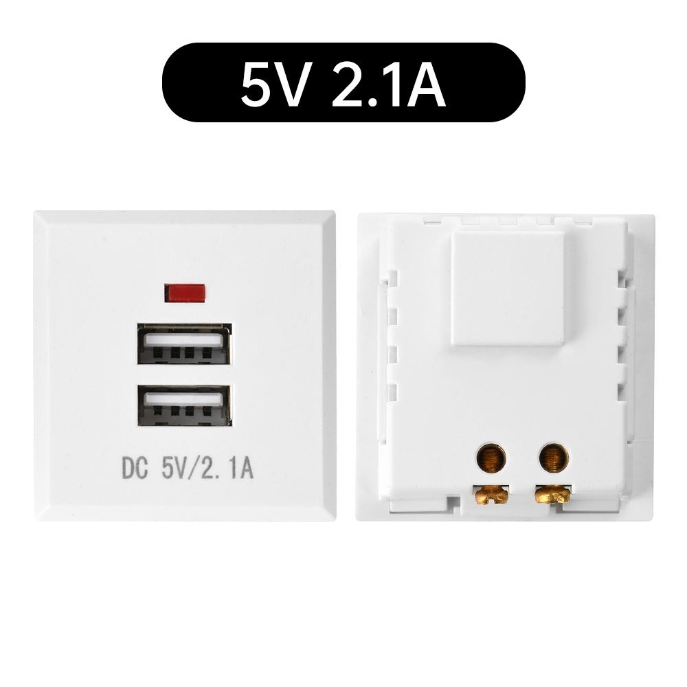 5V 2.1A Double USB Type-C QC Power Panel Socket Embedded USB Desktop Receptacle AC Power Charging Module