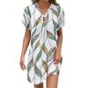 Women's V-neck Vintage Floral Print Pullover Casual Button Dress