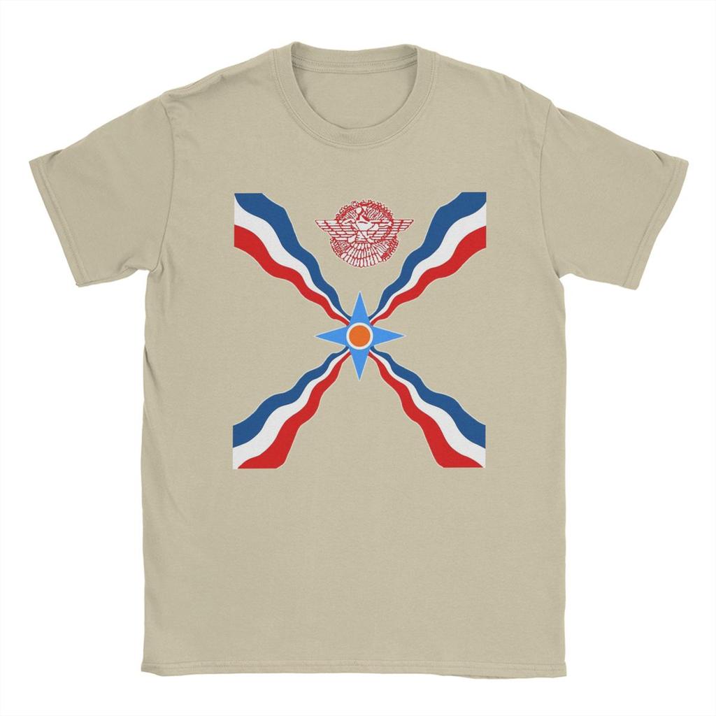 Assyrian Flag Assyria T-Shirts Men Fashion Pure Cotton Tees Round Neck Short Sleeve T Shirt Gift Idea Clothes